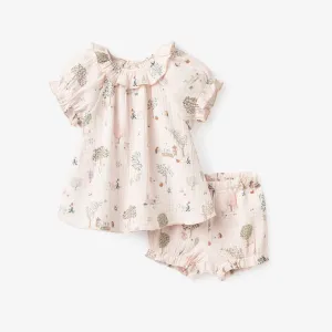 Garden Picnic Organic Ruffle Collar Top   Bloomer Set