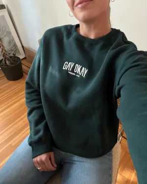 GAY OKAY Relaxed Crewneck (DARK GREEN)