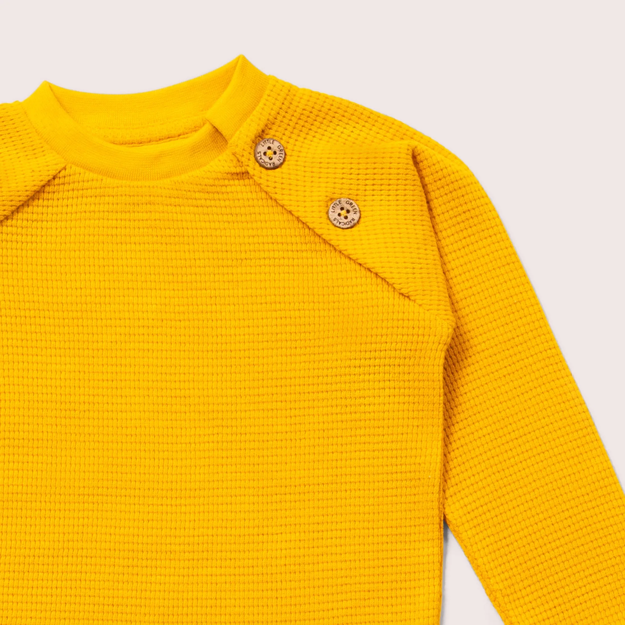 Gold Waffle Long Sleeve Button Raglan T-Shirt