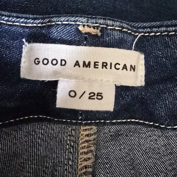Good American Good Straight Leg Style GPS367T Blue 383 Stretch Mid Rise Size 0
