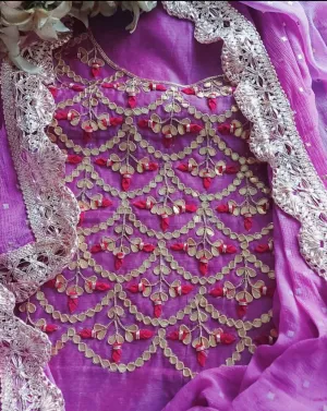 Gota Patti Suit In Purple With Matching Dupatta