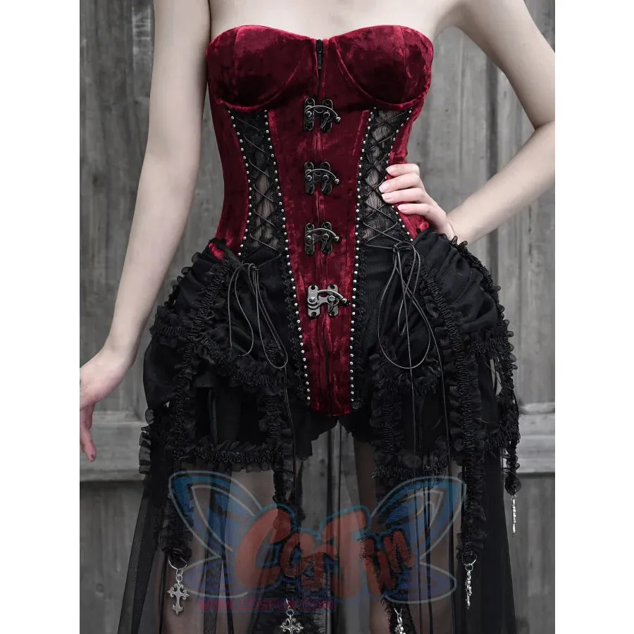 Gothic Diablo Fishbone Lacing Birdcage Corset Set S22983