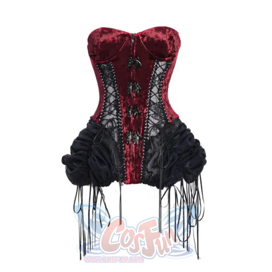 Gothic Diablo Fishbone Lacing Birdcage Corset Set S22983