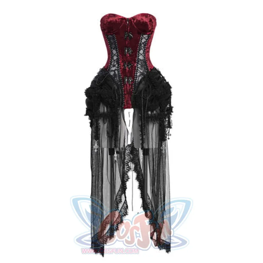 Gothic Diablo Fishbone Lacing Birdcage Corset Set S22983