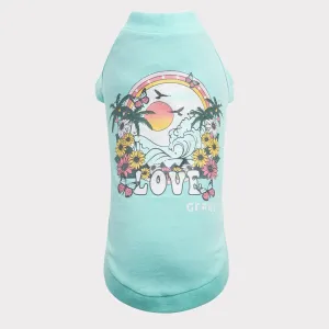 Graphic Tee Dog T-Shirt | Heather Aqua