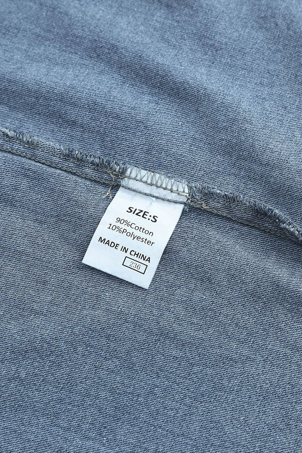 Gray Buttoned Frayed Pocket Short Sleeve Denim Dress