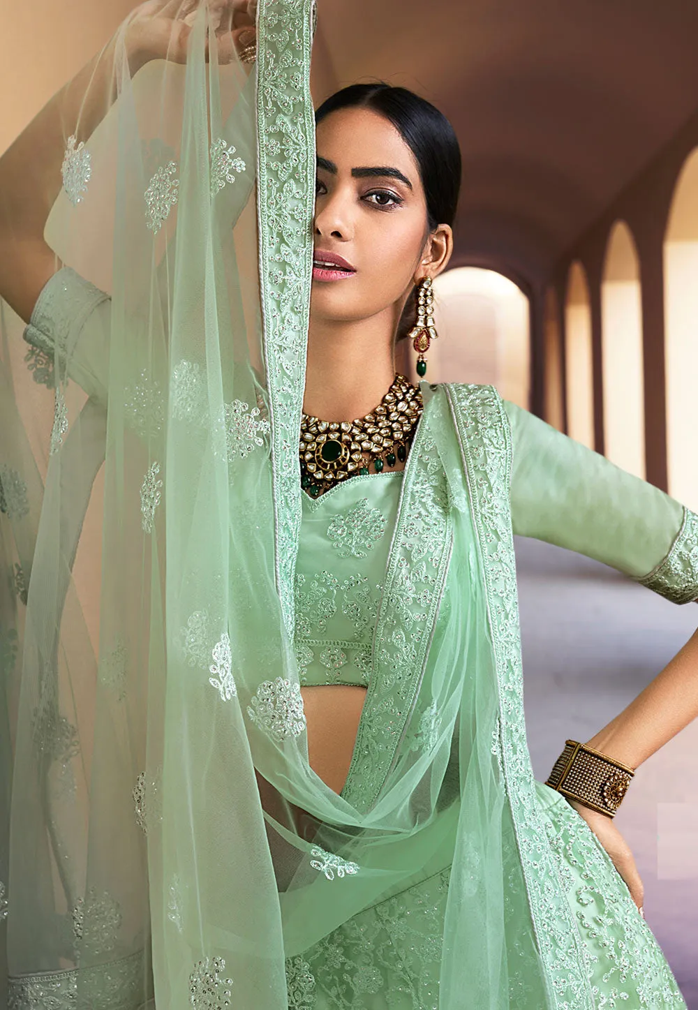 Green Traditional Designer Lehenga Choli