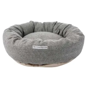 Grey Tweed Donut Dog Bed