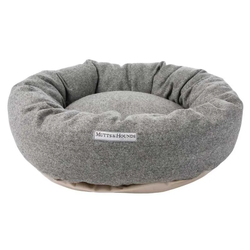 Grey Tweed Donut Dog Bed