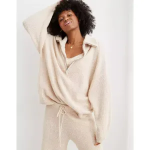 Half Zip Waffle Sweater Set