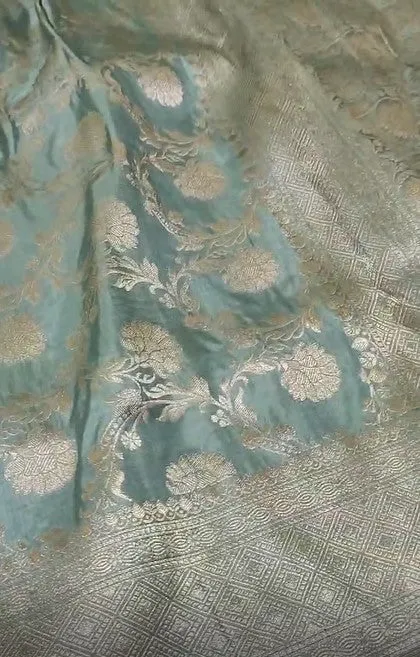 Handloom Pure Banarasi Khaddi Katan Kadhuwa Silk Border Saree