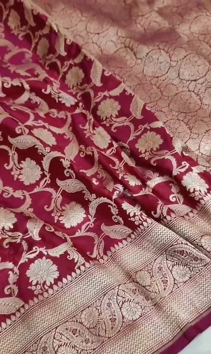 Handloom Pure Banarasi Khaddi Katan Kadhuwa Silk Border Saree