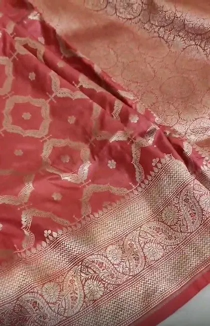 Handloom Pure Banarasi Khaddi Katan Kadhuwa Silk Border Saree