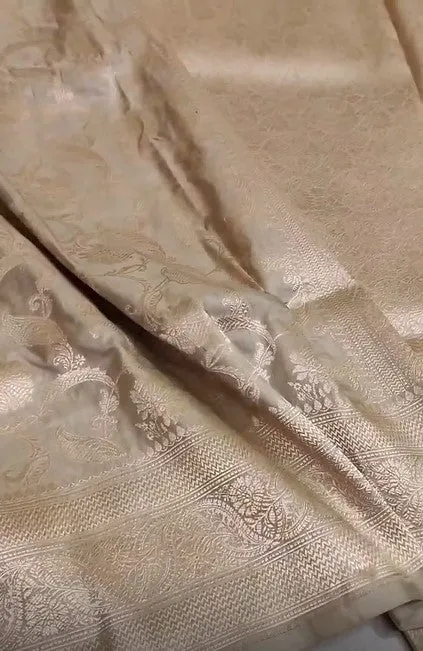 Handloom Pure Banarasi Khaddi Katan Kadhuwa Silk Border Saree
