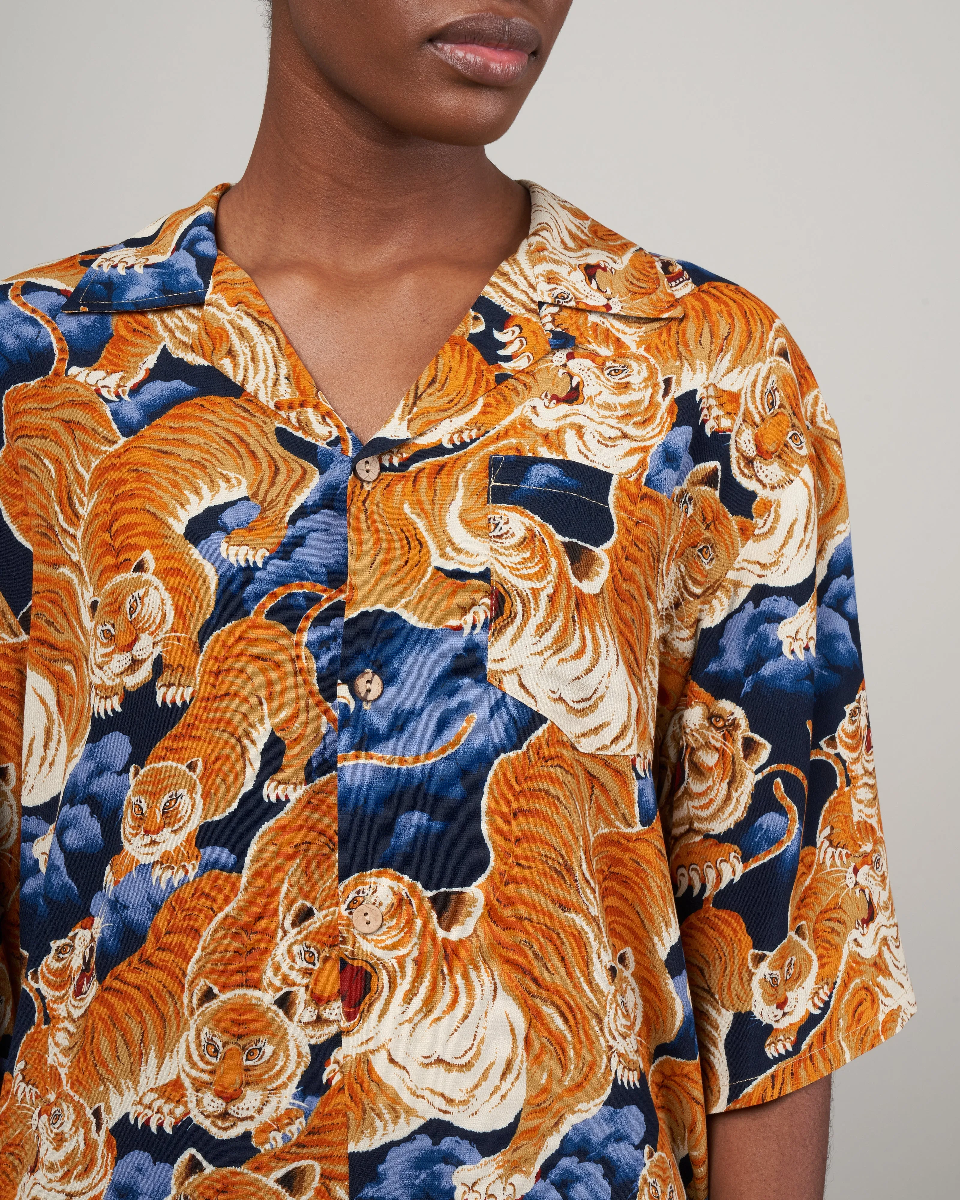 hawaiian romper - orange tiger
