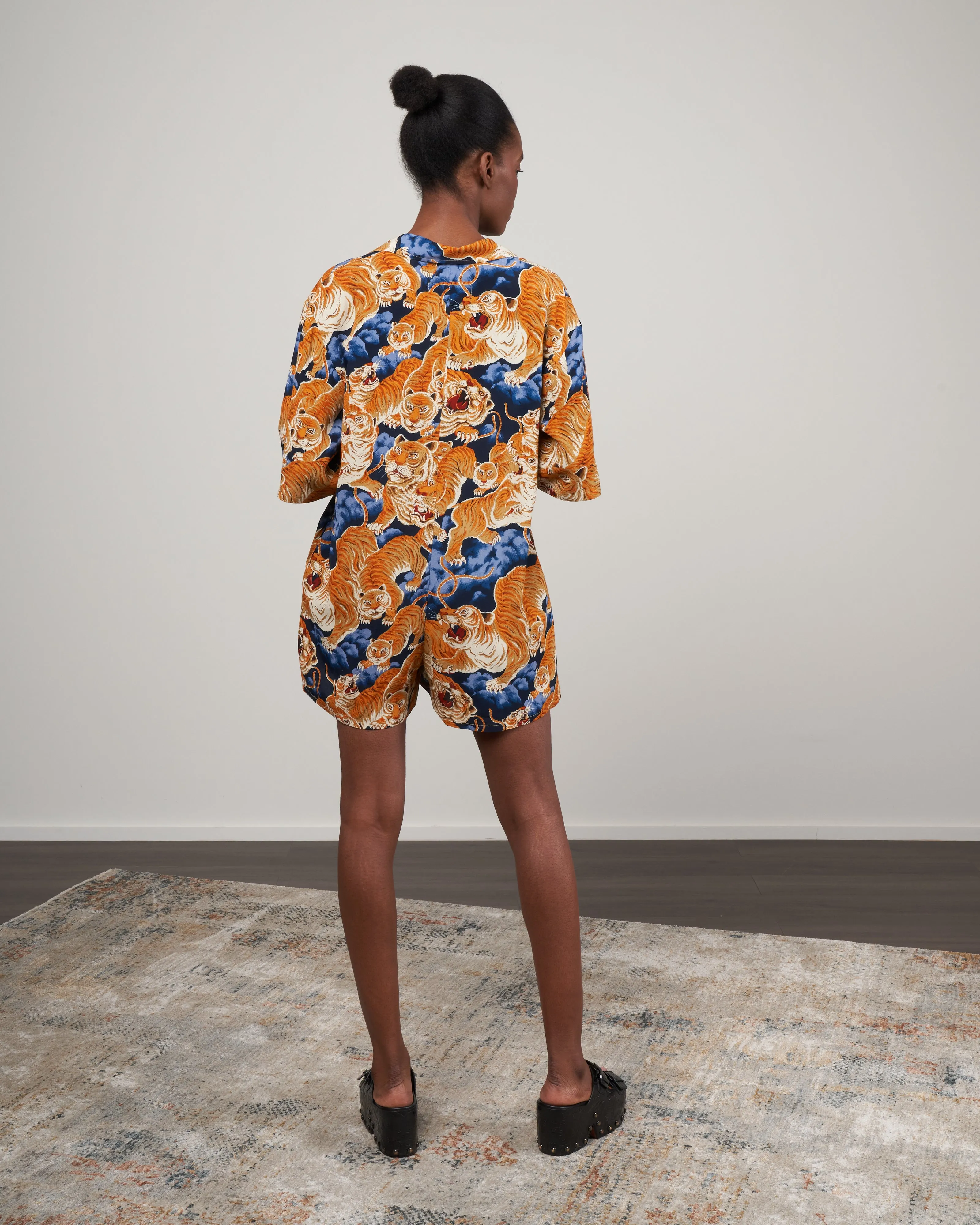 hawaiian romper - orange tiger
