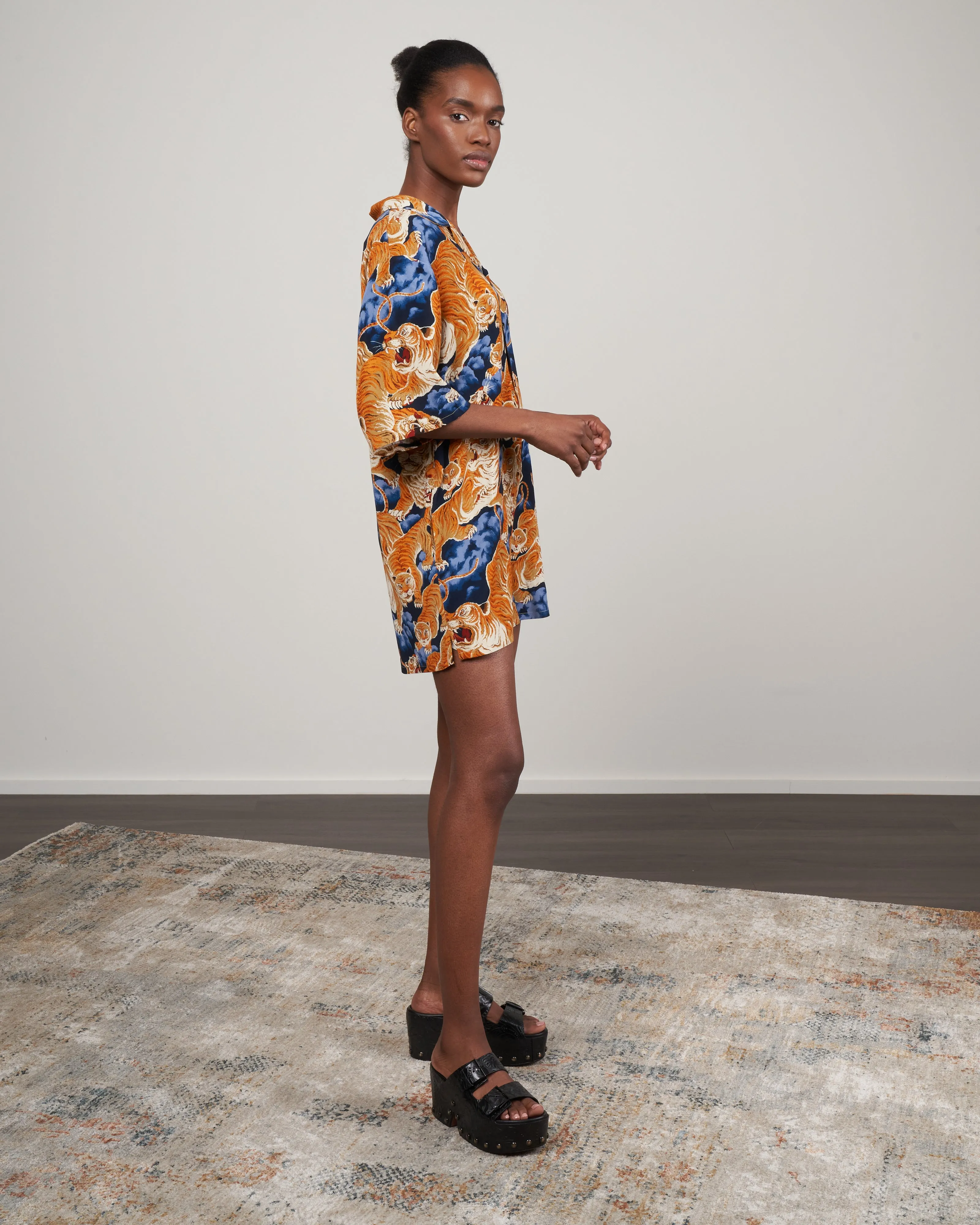 hawaiian romper - orange tiger