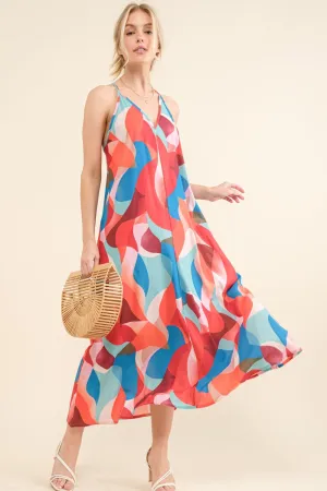 Hazel Blues® |  And the Why Printed Crisscross Back Cami Dress