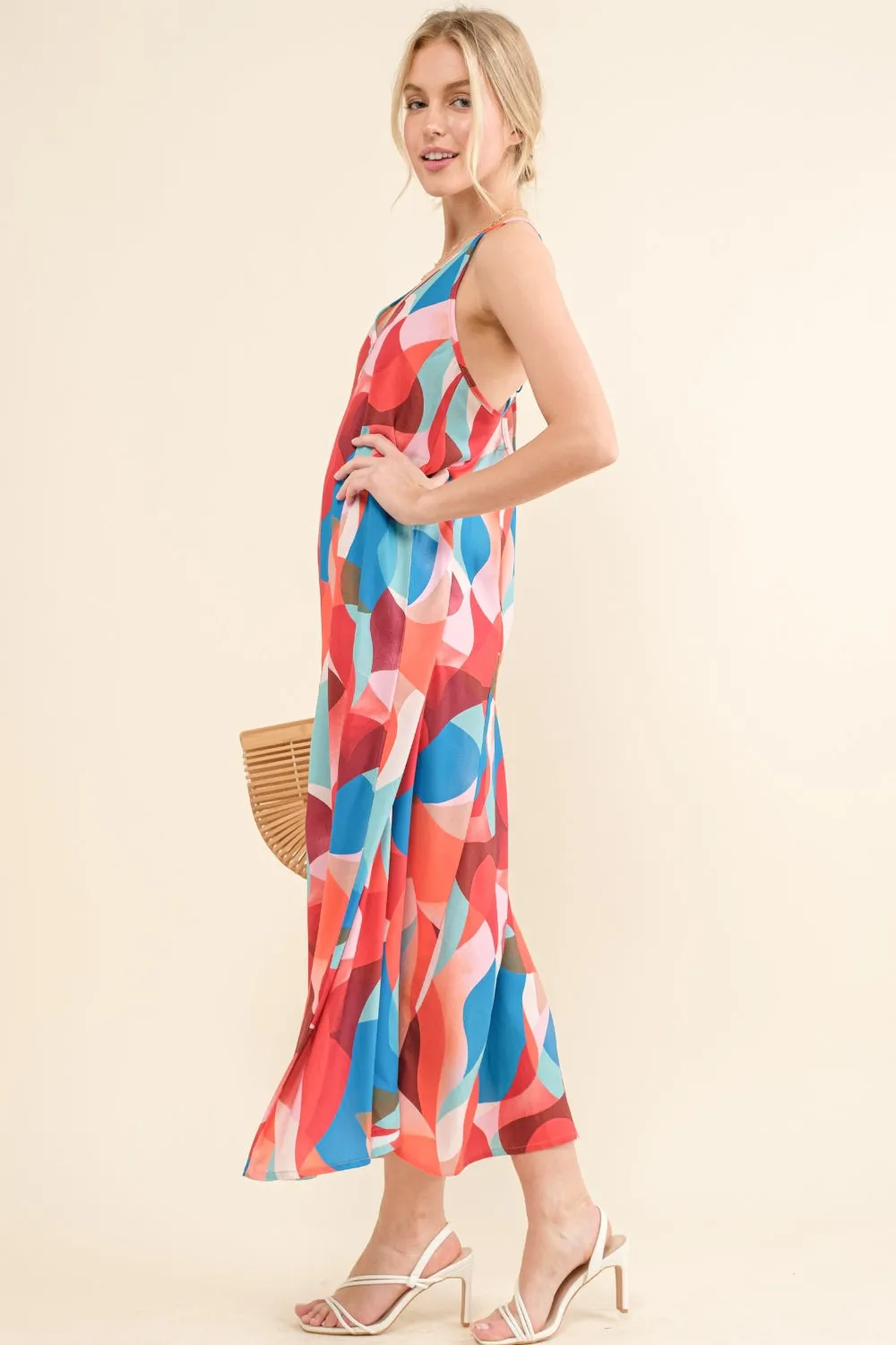 Hazel Blues® |  And the Why Printed Crisscross Back Cami Dress