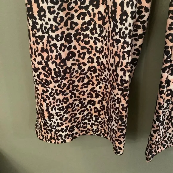 Heart Shaped Print Long Sleeve Top and Leopard Print Pants Lounge Set