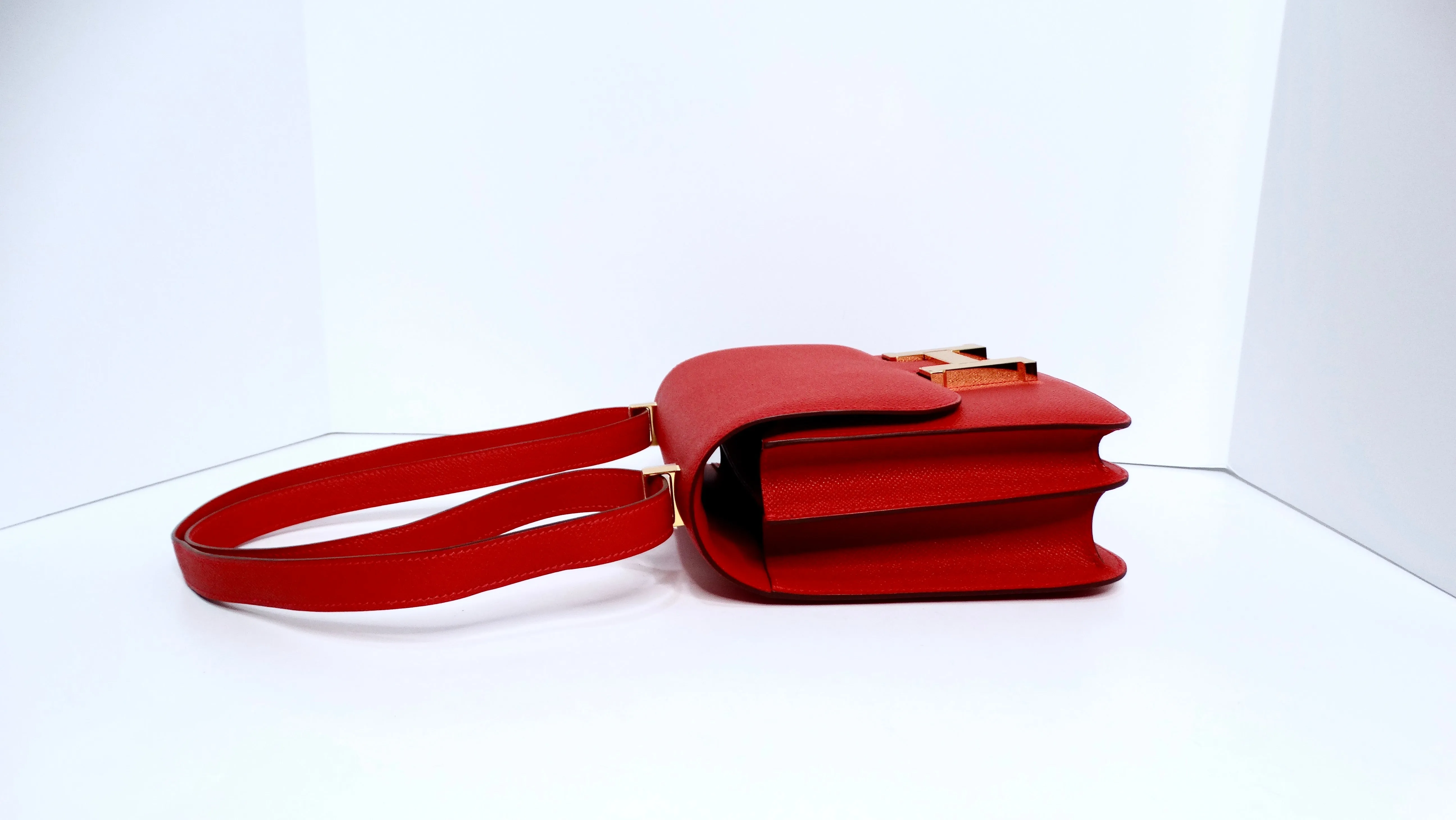 Hermes Constance Epsom Rouge Casque 24 With Gold Hardware