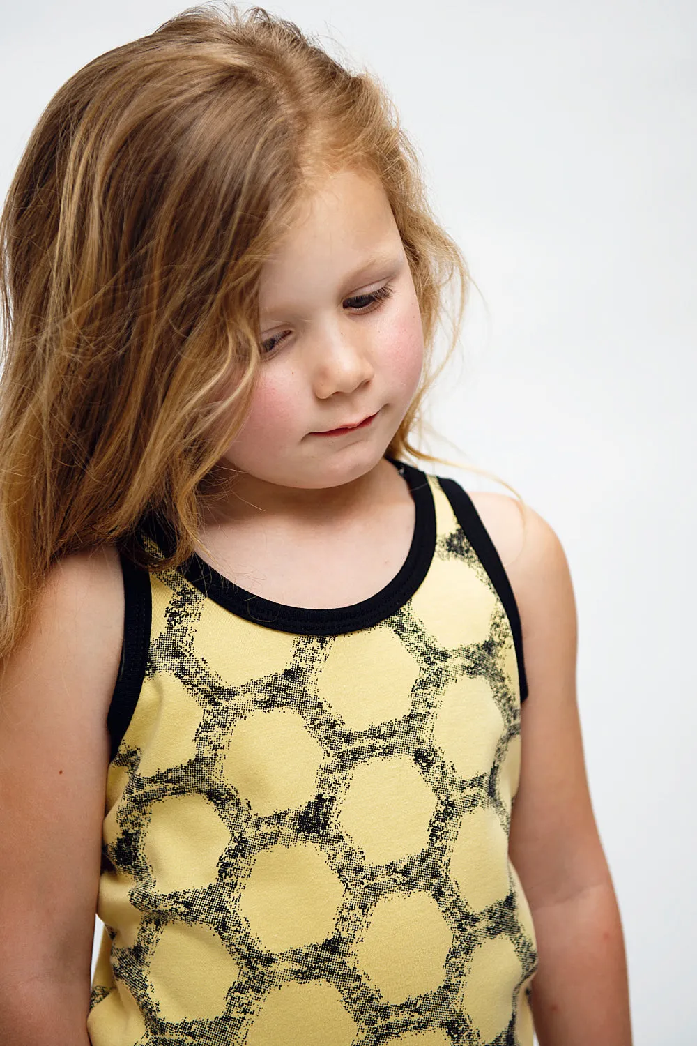 Hexagon Cotton Tank Tee - Custard