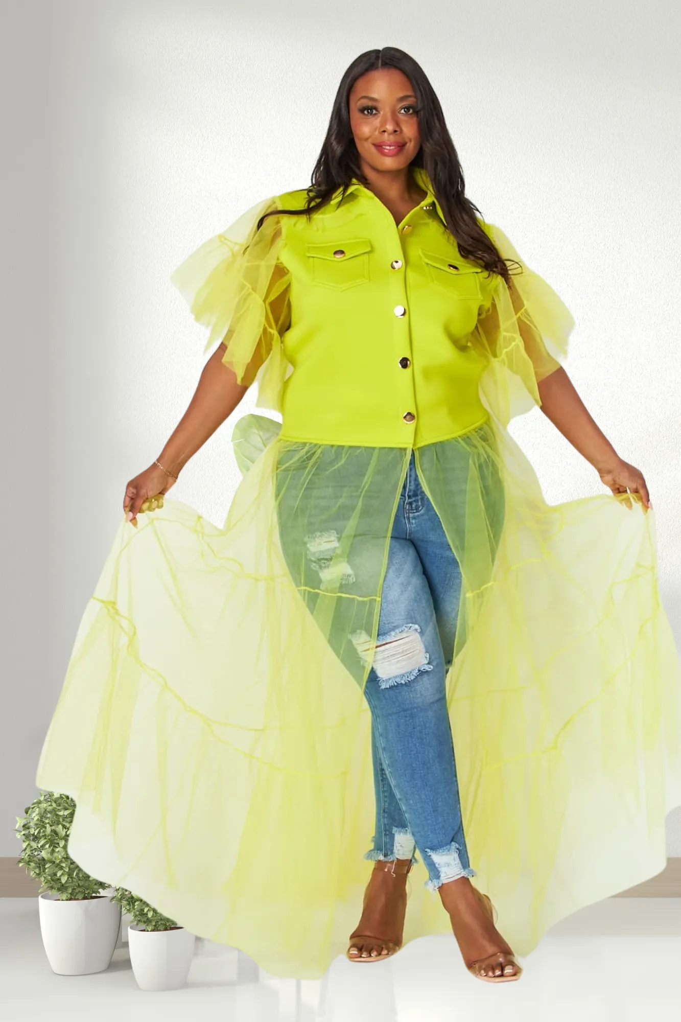 Highlight Top With Sheer Accent