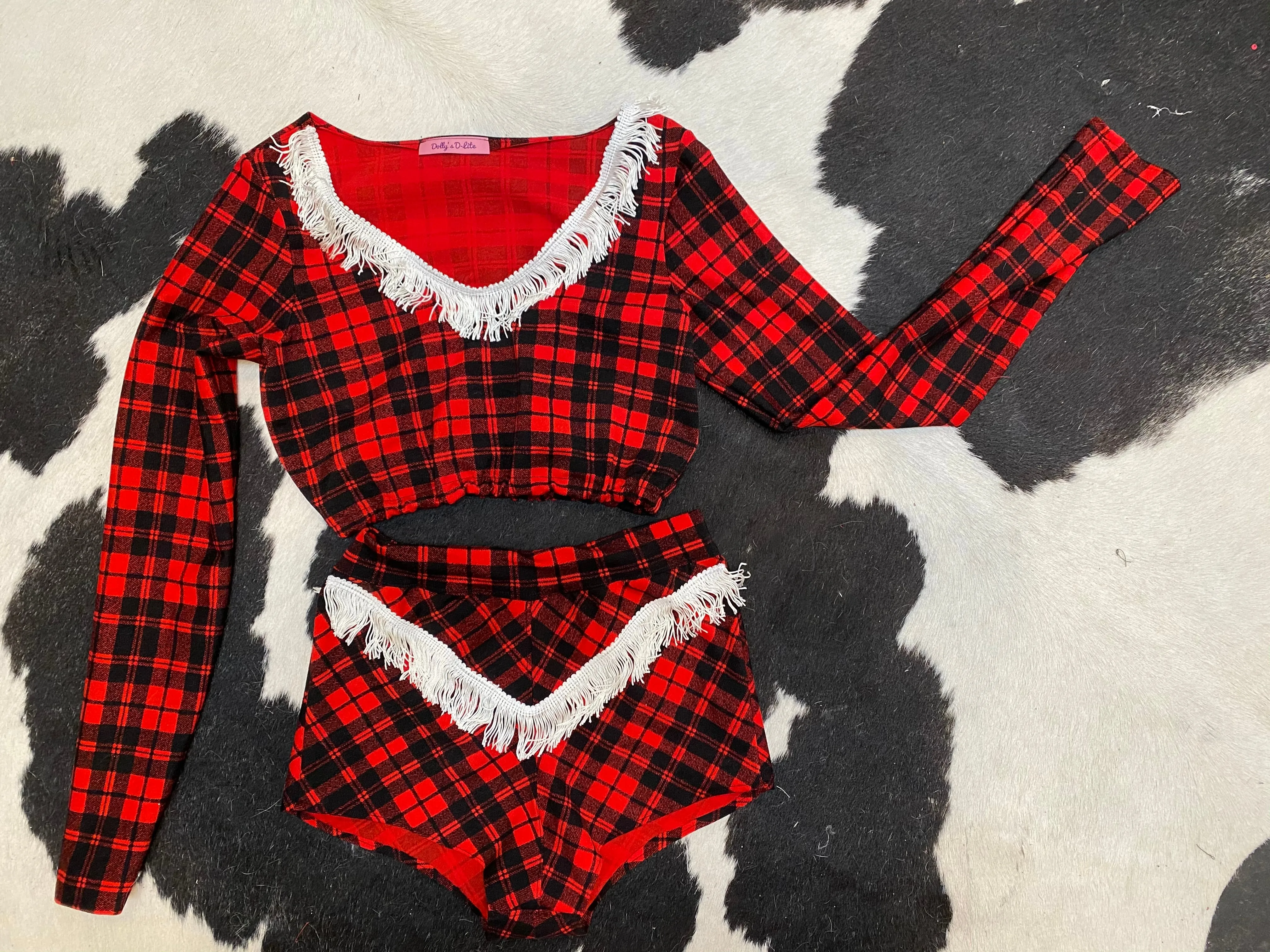Holly Dolly Tartan Plaid Two Piece Loungewear Hot Pants