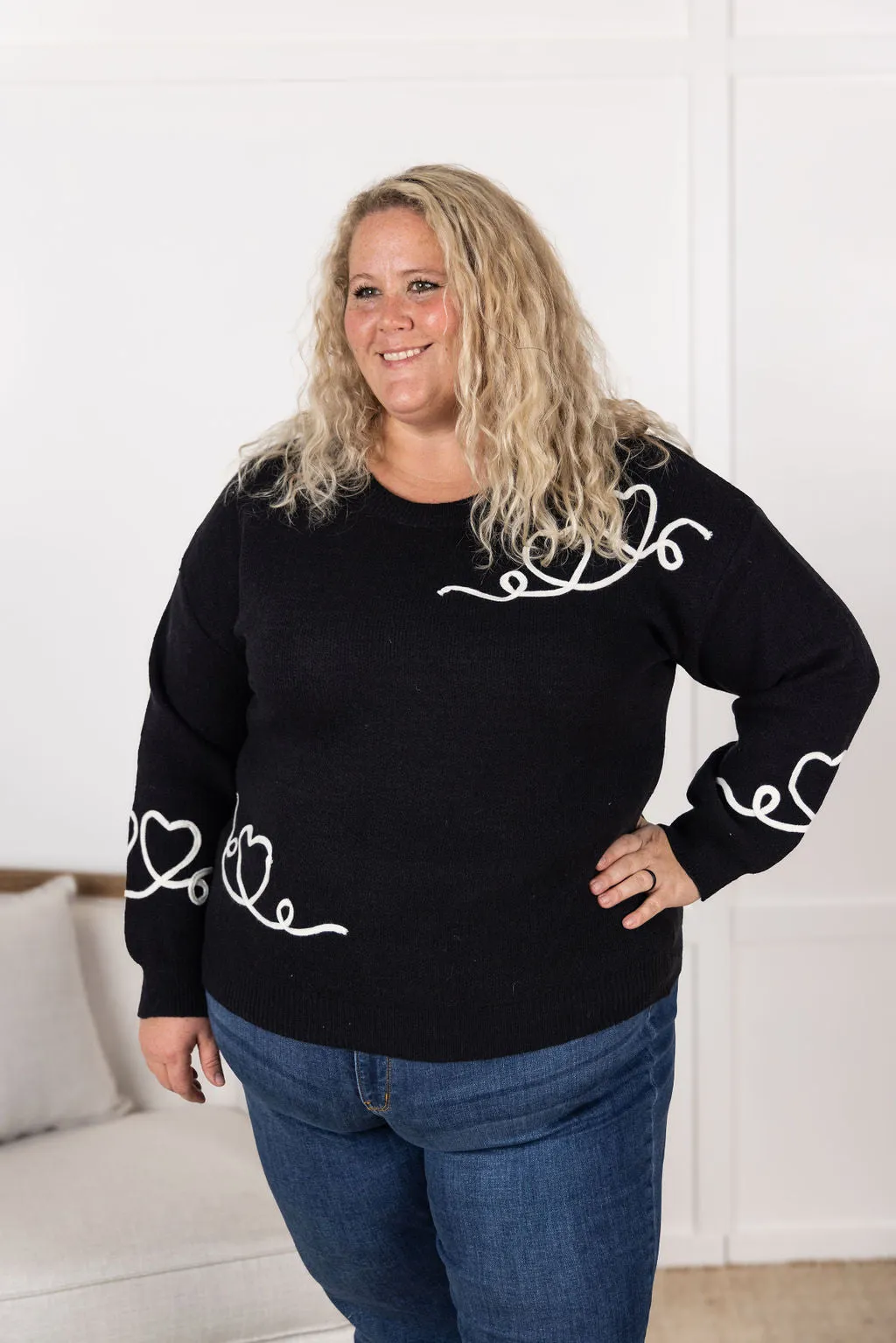 IN STOCK Black Hearts Sweater FINAL SALE