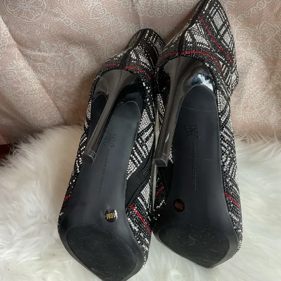 INC Reisa 4’ Rhinestone Plaid 4’ Bootie Heels
