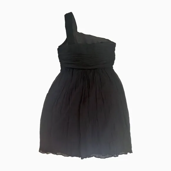 J.Crew Black Silk Chiffon One Shoulder Lucienne Dress Dark Fairy Goth Chic Sz 4P