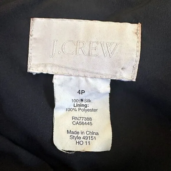 J.Crew Black Silk Chiffon One Shoulder Lucienne Dress Dark Fairy Goth Chic Sz 4P