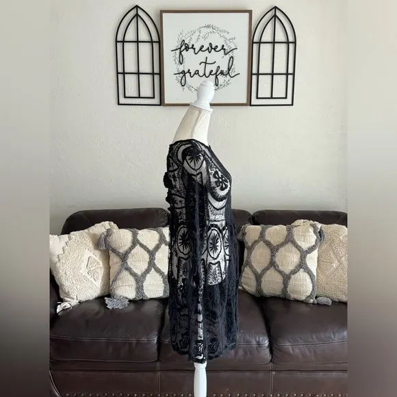 Jen's Pirate Booty Free People Black Lace Teardrop Pixie Dress Size S Boho Cute