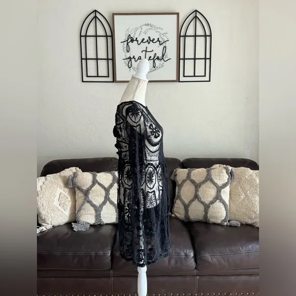 Jen's Pirate Booty Free People Black Lace Teardrop Pixie Dress Size S Boho Cute
