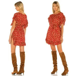 Jen’s Pirate Booty Valencia Red Floral Kaftan Dress Small