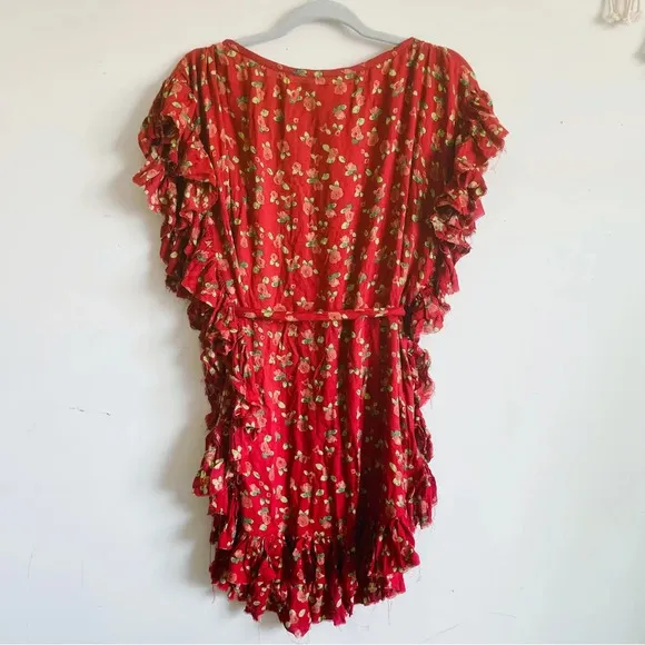 Jen’s Pirate Booty Valencia Red Floral Kaftan Dress Small