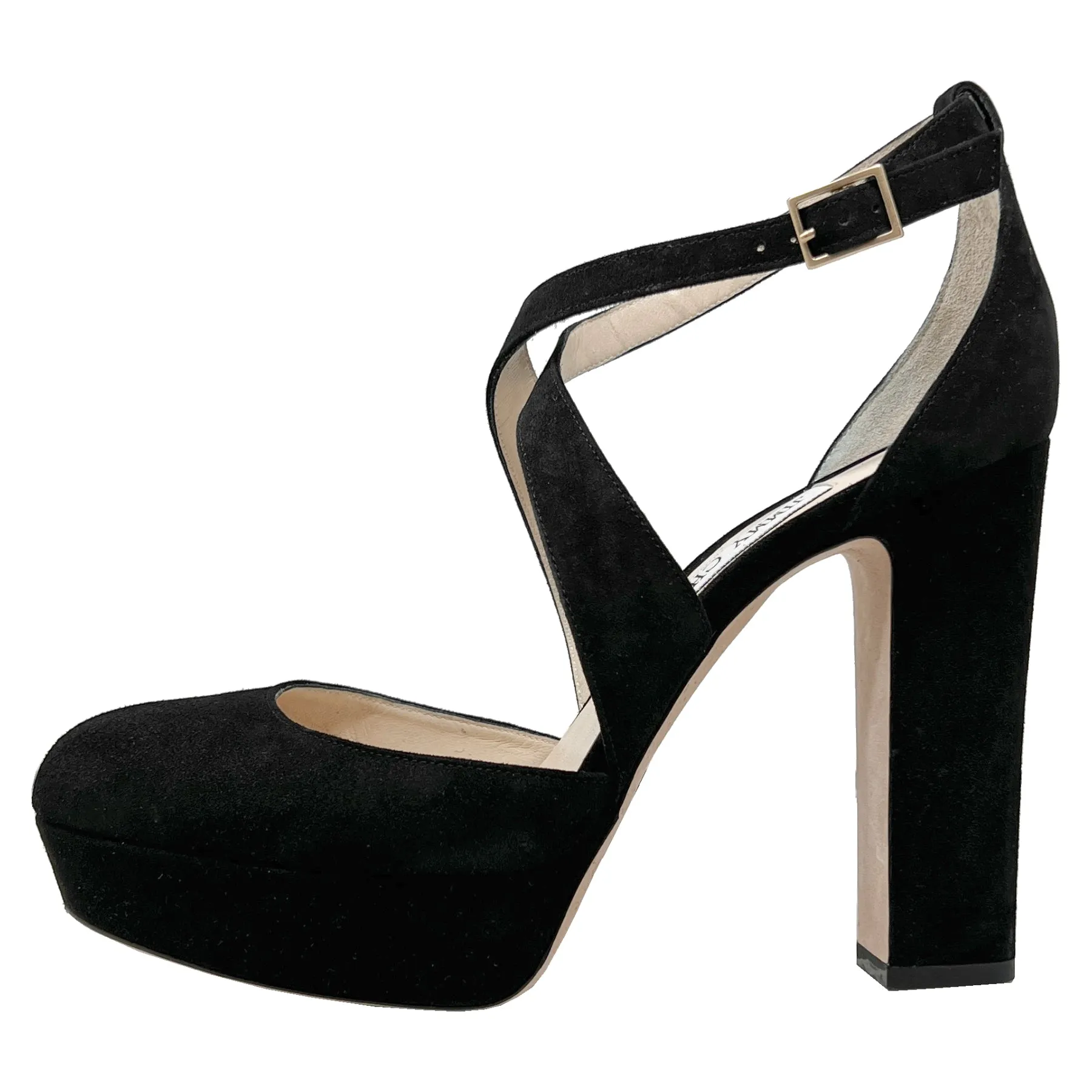 Jimmy Choo Joyce 120 Black Suede Platform Heel Pumps Size EU 39.5