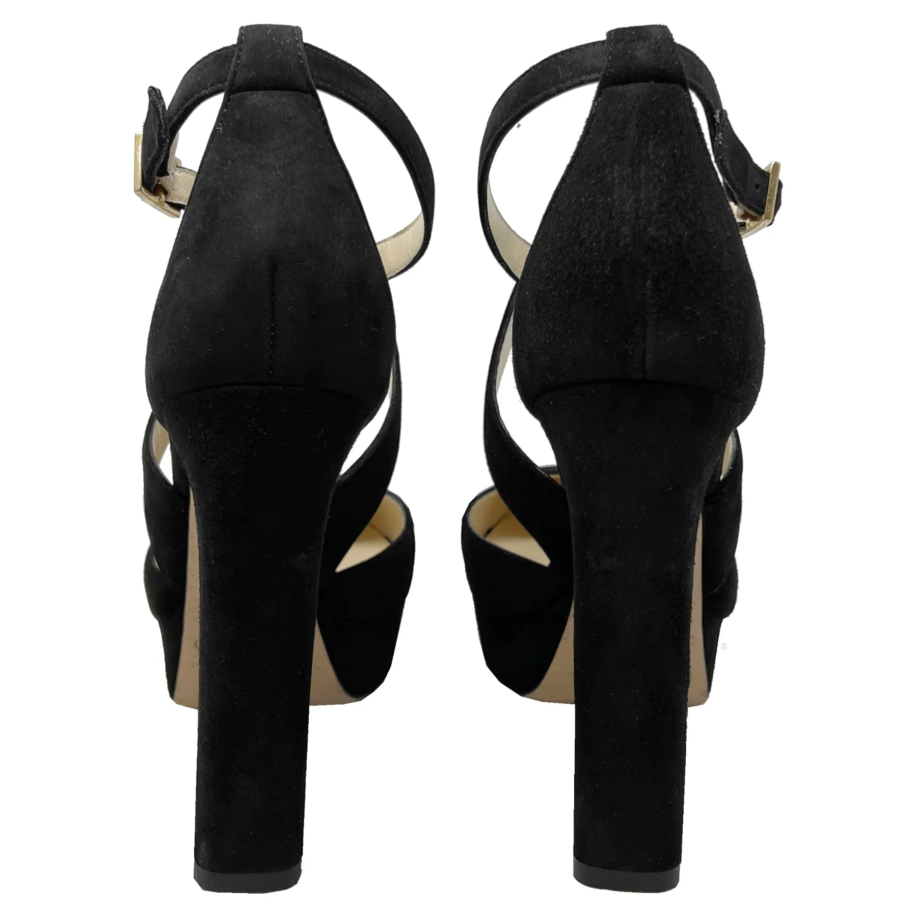 Jimmy Choo Joyce 120 Black Suede Platform Heel Pumps Size EU 39.5