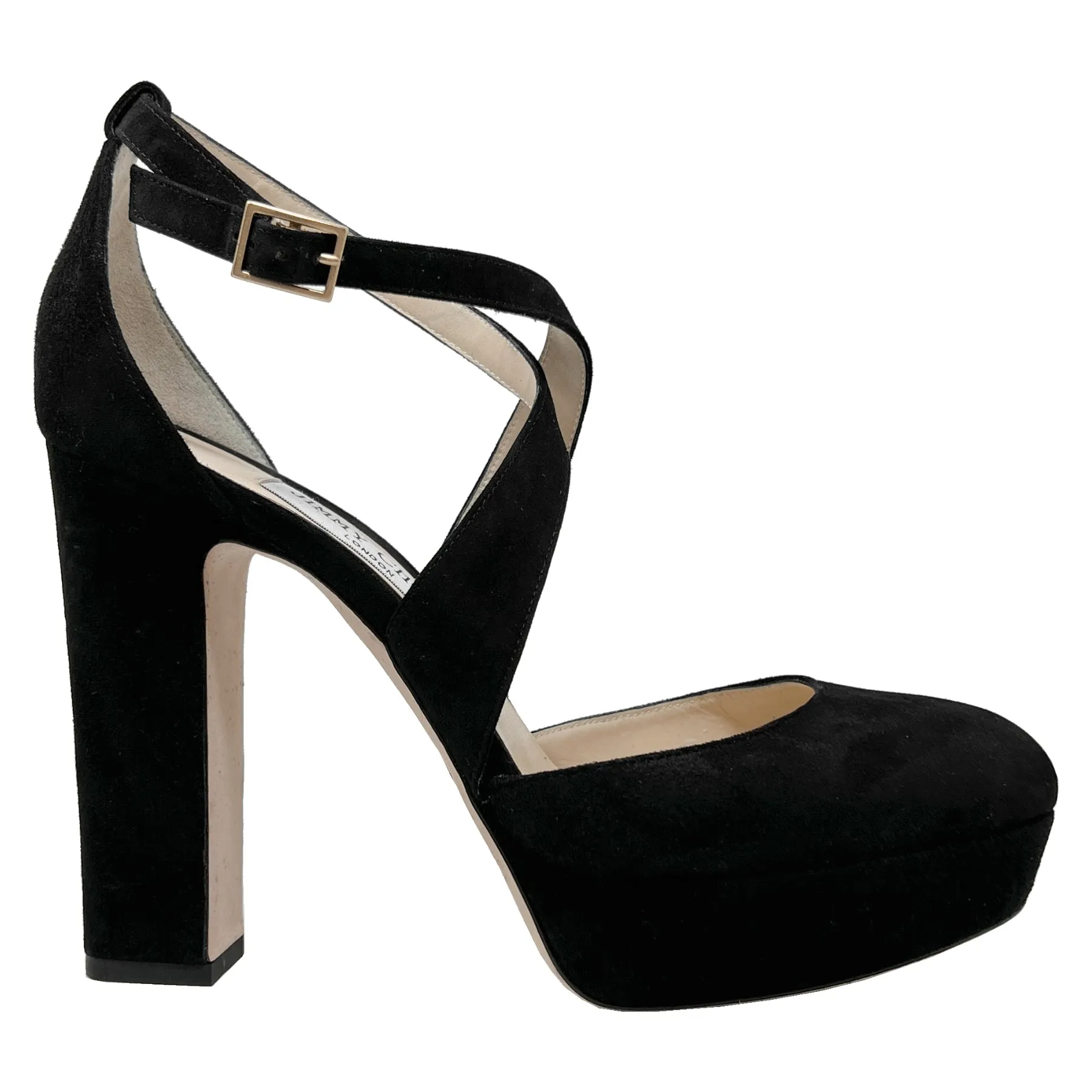 Jimmy Choo Joyce 120 Black Suede Platform Heel Pumps Size EU 39.5