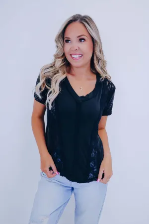 Kaci Contrasting Lace V-Neck Top By POL - 3 Colors