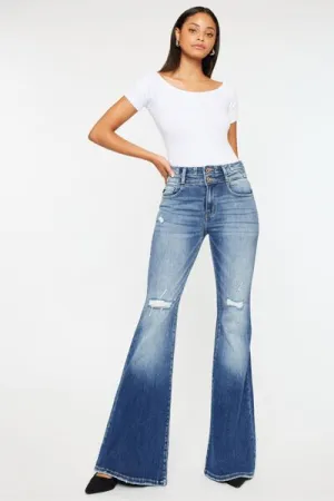 Kancan High Rise Wide Waistband Flare Jeans ONLINE EXCLUSIVE