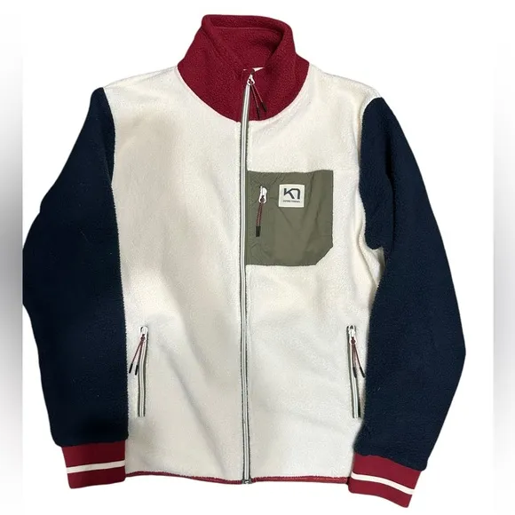 Kari Traa Navy Cream Maroon Rothe Midlayer Fleece Jacket