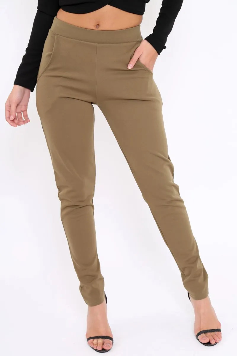 Khaki Tapered Leg Trousers - Rennie