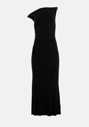 Knit Ribbed Twist Off The Shoulder Long Dress