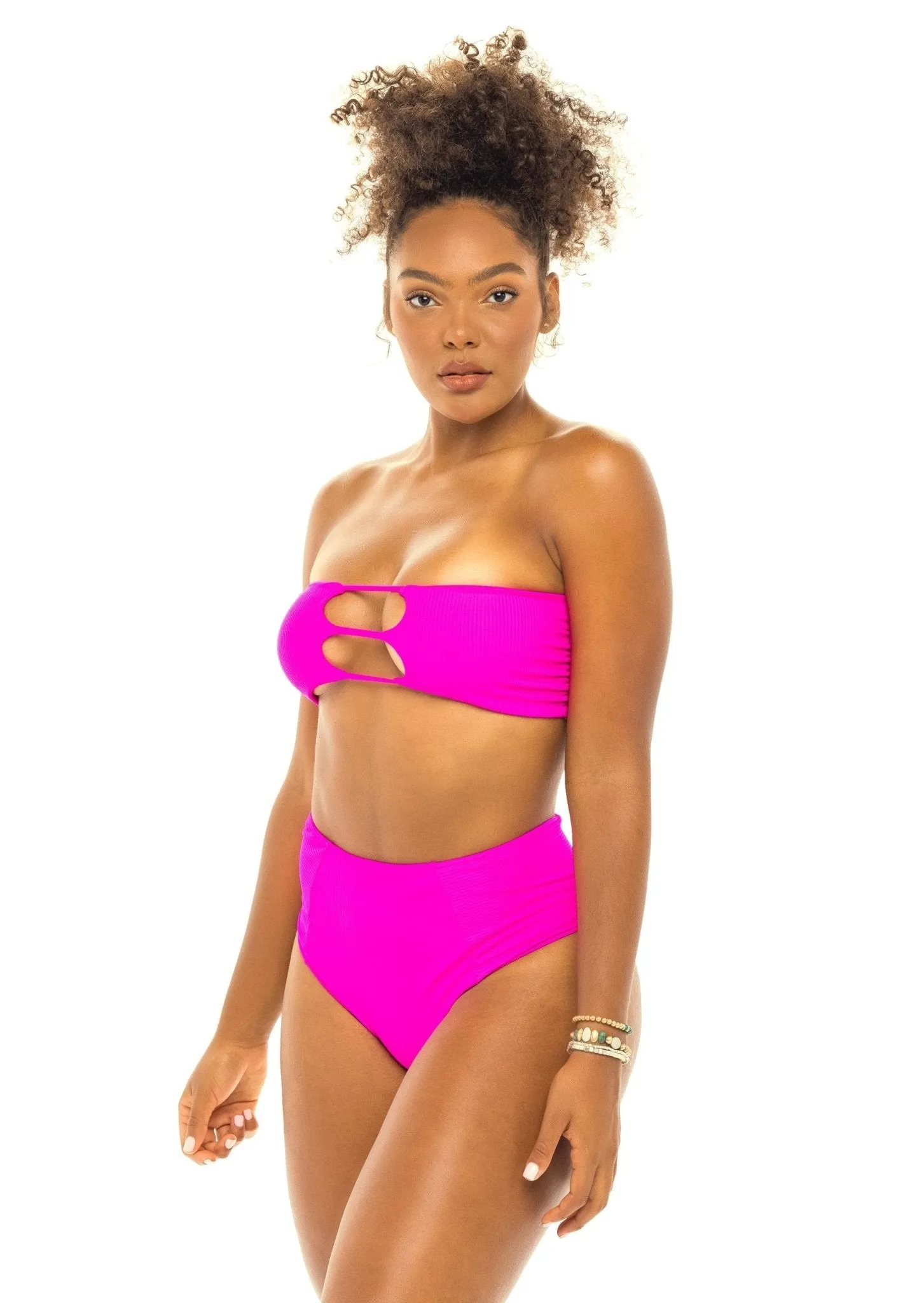 Laguna High Waist Bikini Bottom - Passion Pink