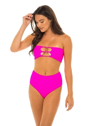 Laguna High Waist Bikini Bottom - Passion Pink