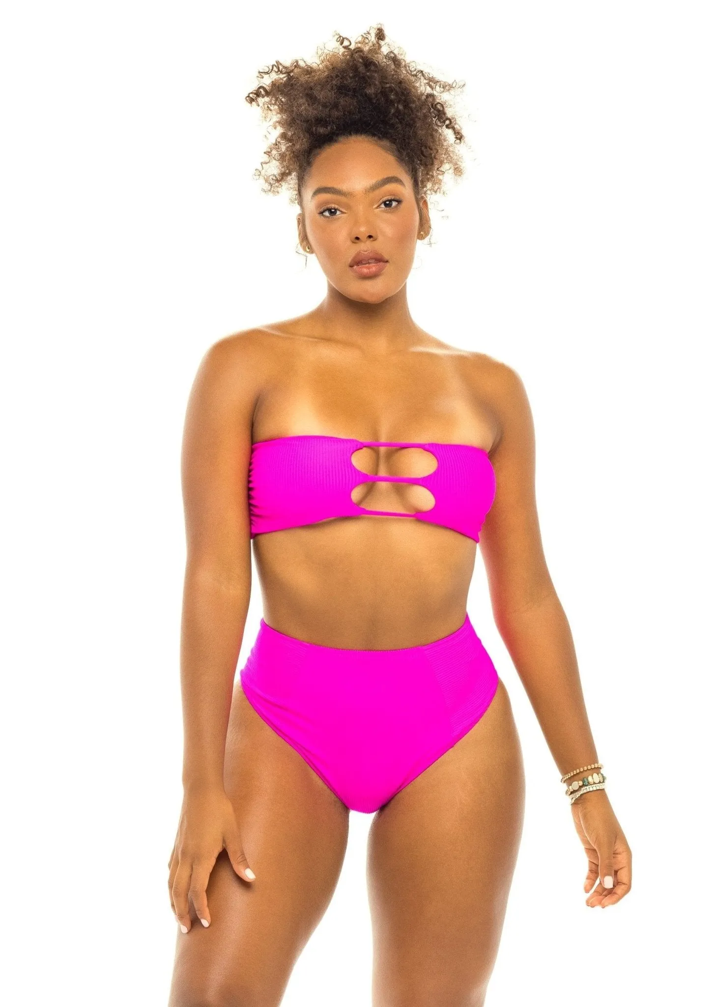 Laguna High Waist Bikini Bottom - Passion Pink
