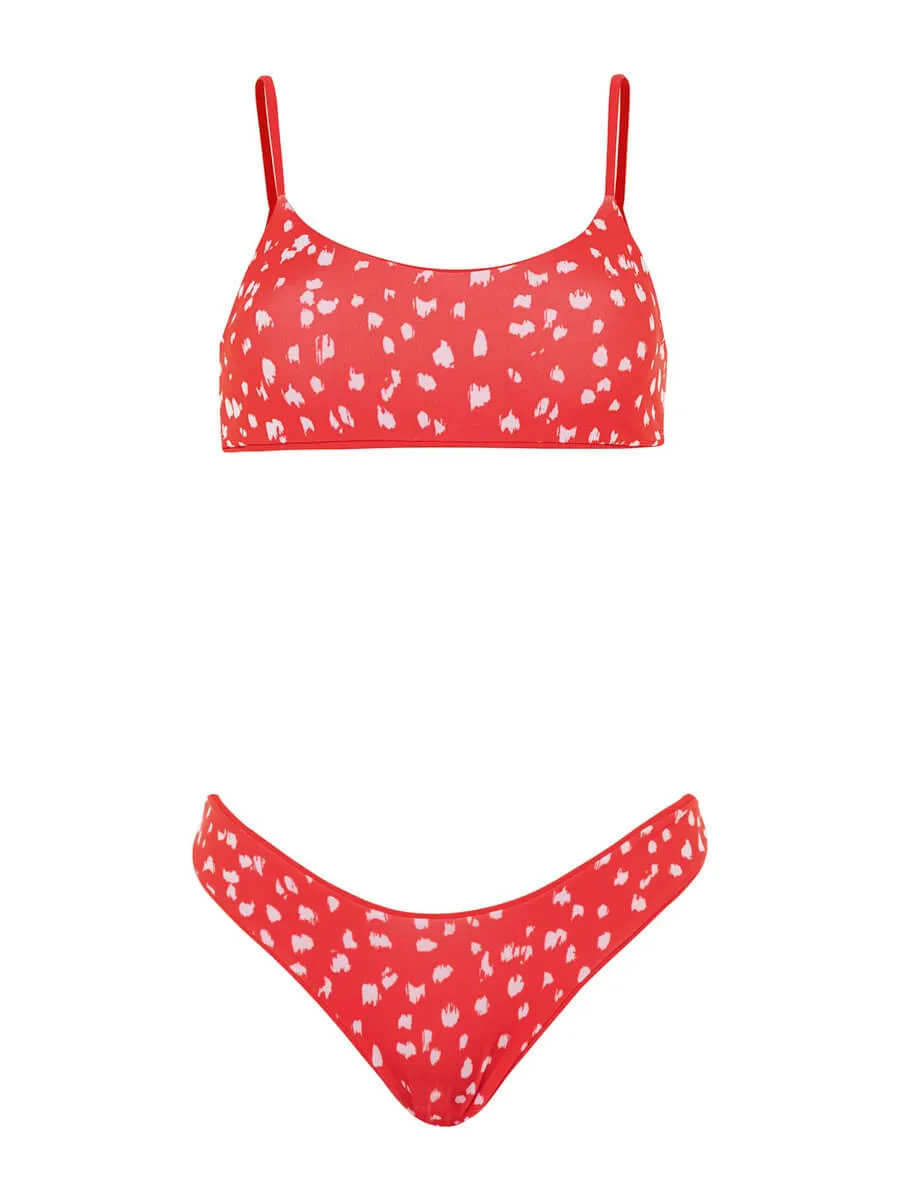 Lanai Sporty Bralette in Red Camelia