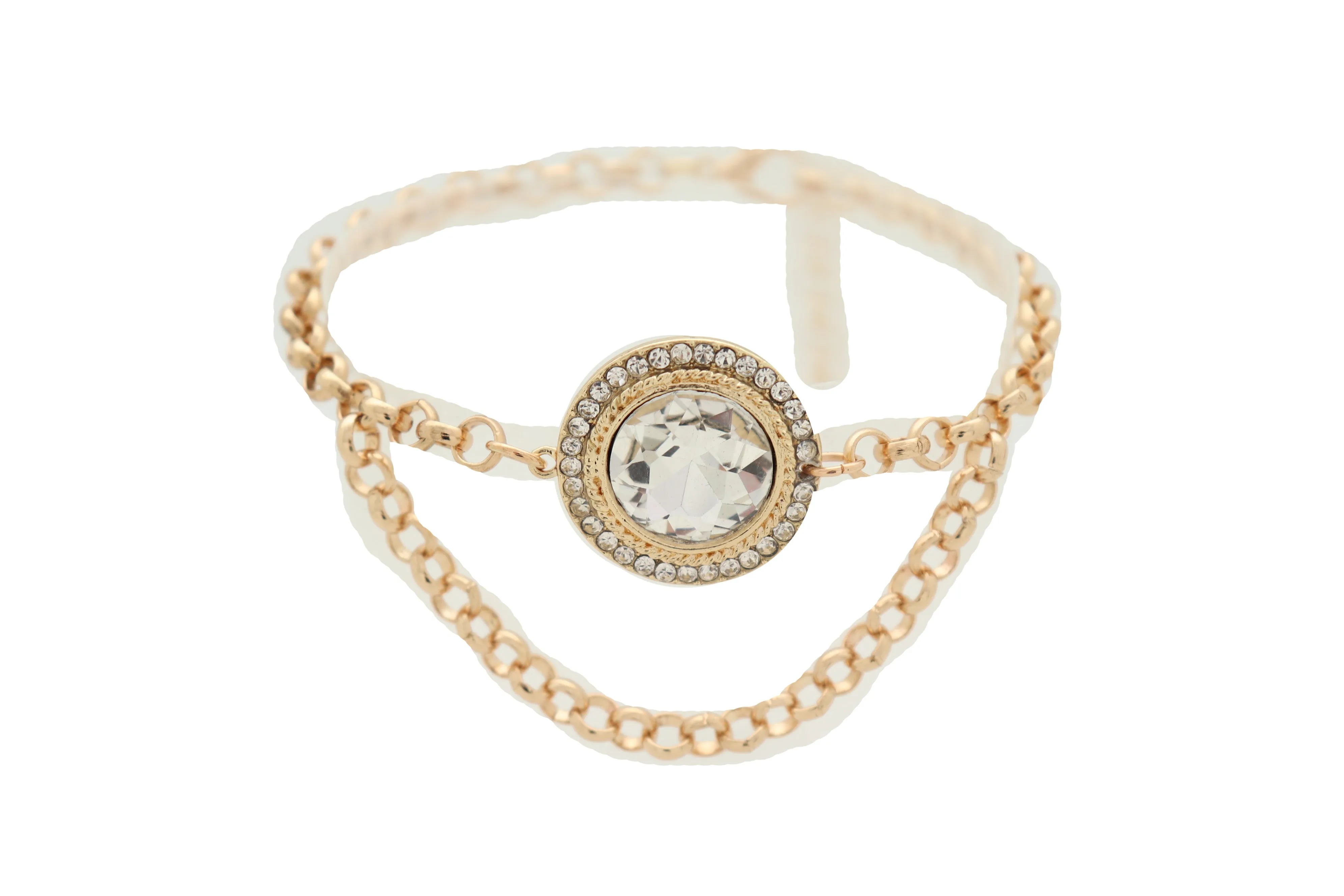 Large Round Jewel Gold Wave Metal Boot Chain