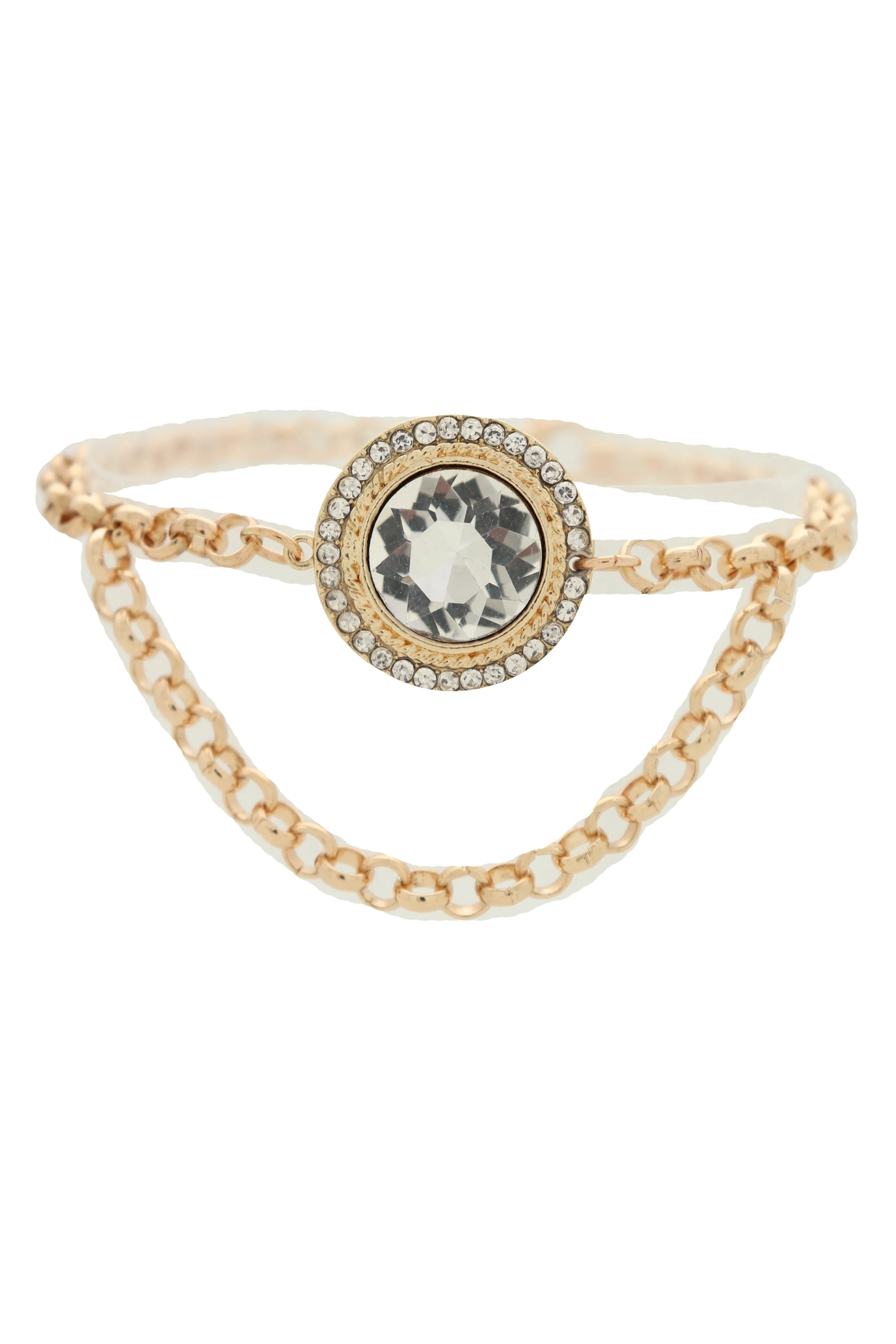 Large Round Jewel Gold Wave Metal Boot Chain